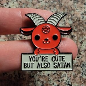 *2 for $13* "You Are Cute But Also Satan" Satanic Baphomet Devil Goat Enamel Pin